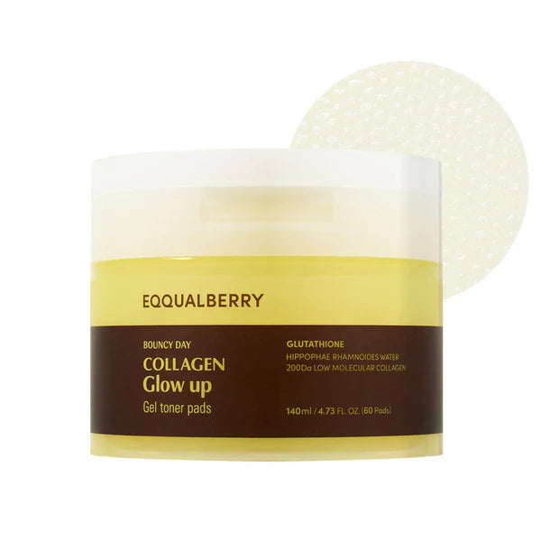EQQUALBERRY COLLAGEN GLOW UP GEL TONER PADS 140ml (60 Pads)