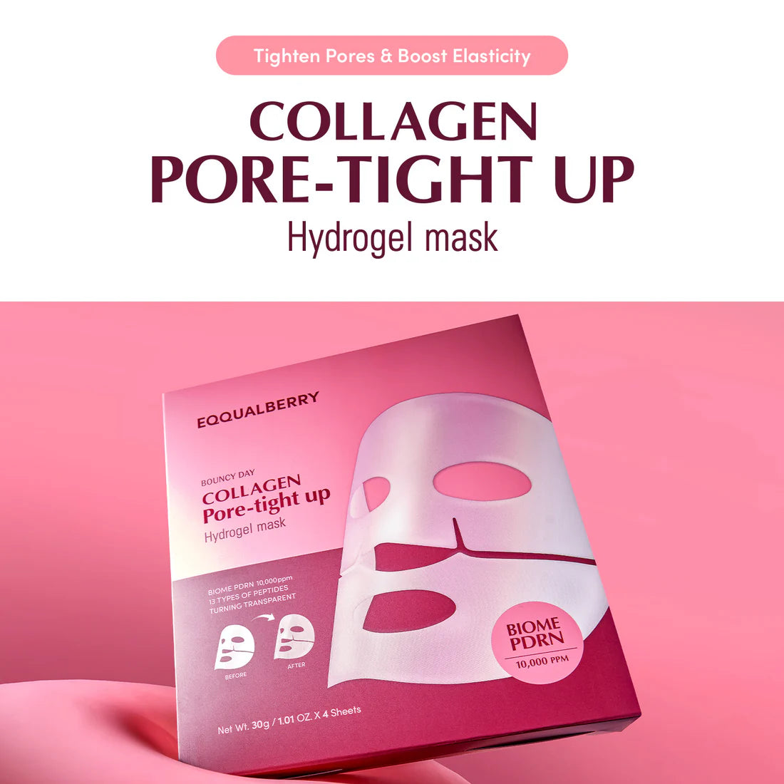 EQQUALBERRY COLLAGEN PORE-TIGHT UP HYDROGEL MASK 4EA