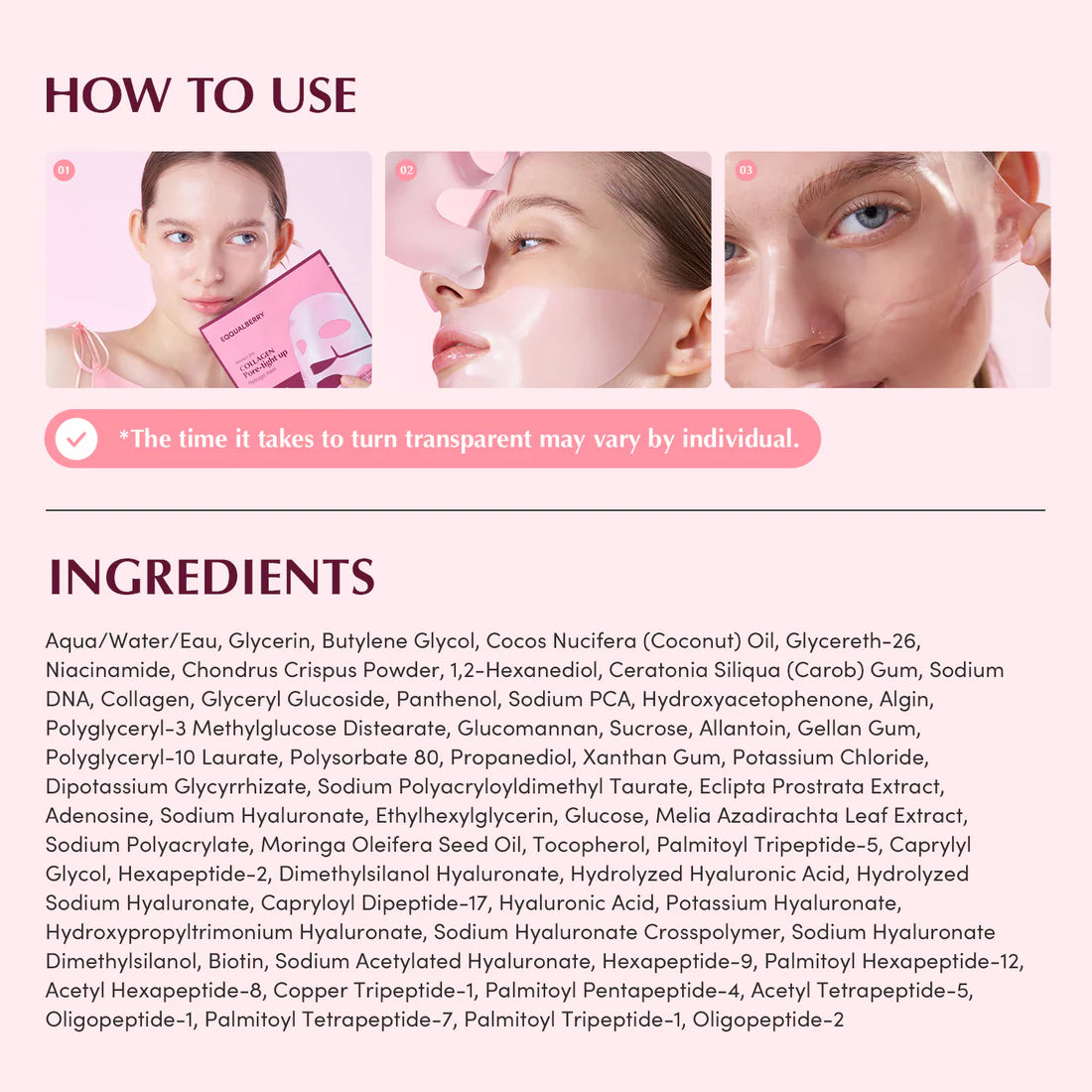 EQQUALBERRY COLLAGEN PORE-TIGHT UP HYDROGEL MASK 4EA