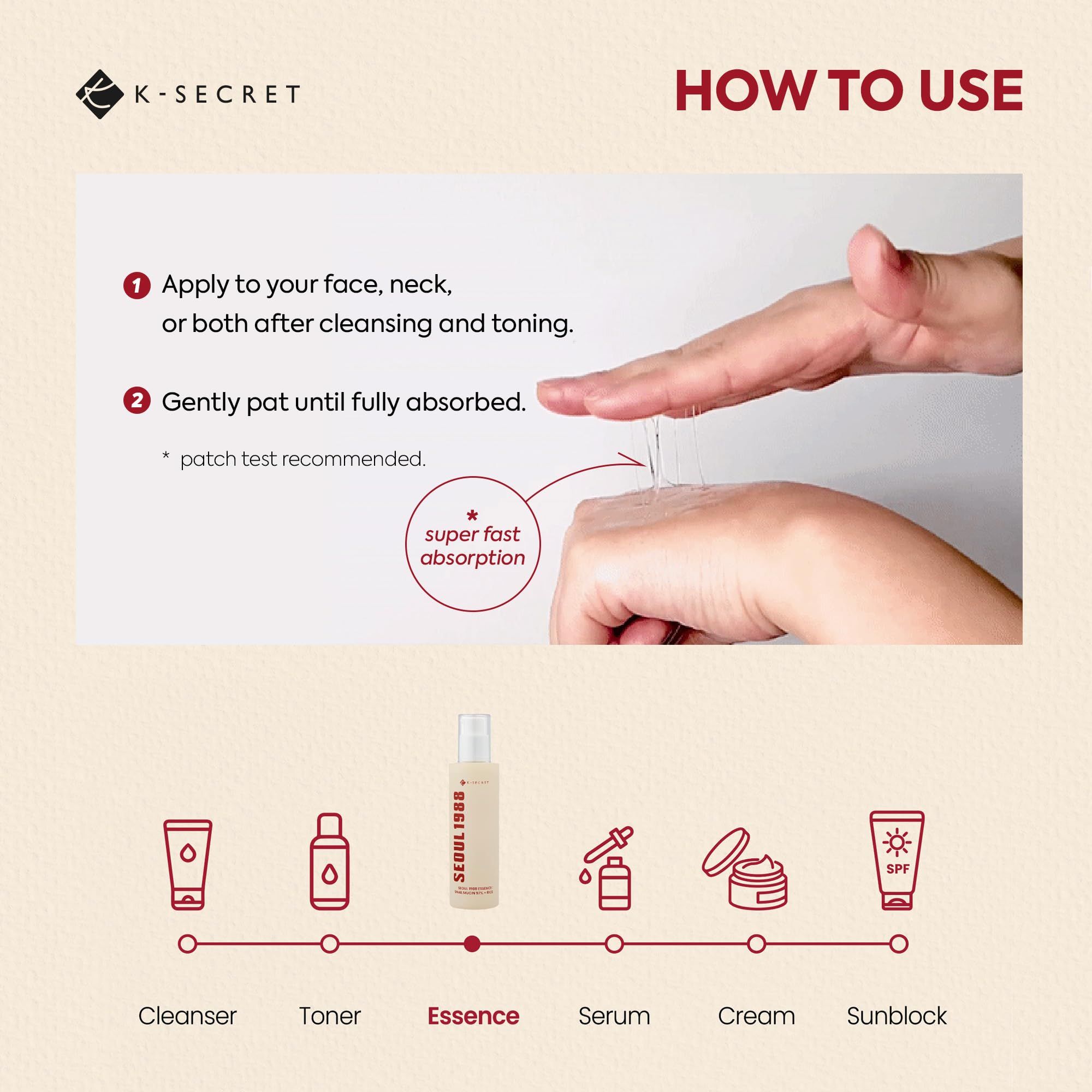 K-SECRET SEOUL 1988 ESSENCE : SNAIL MUCIN 97% + RICE