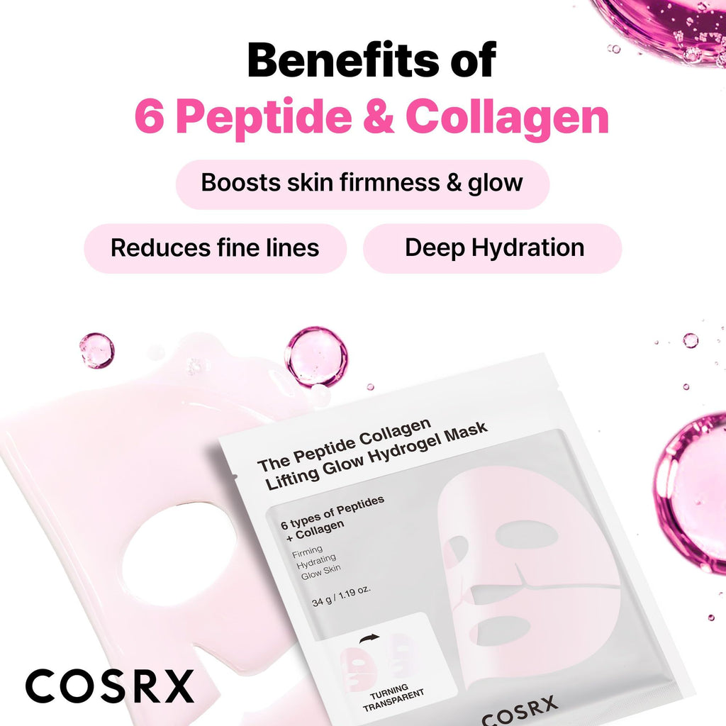 COSRX The Peptide Collagen Lifting Glow Hydrogel Mask 34g x 3 ea