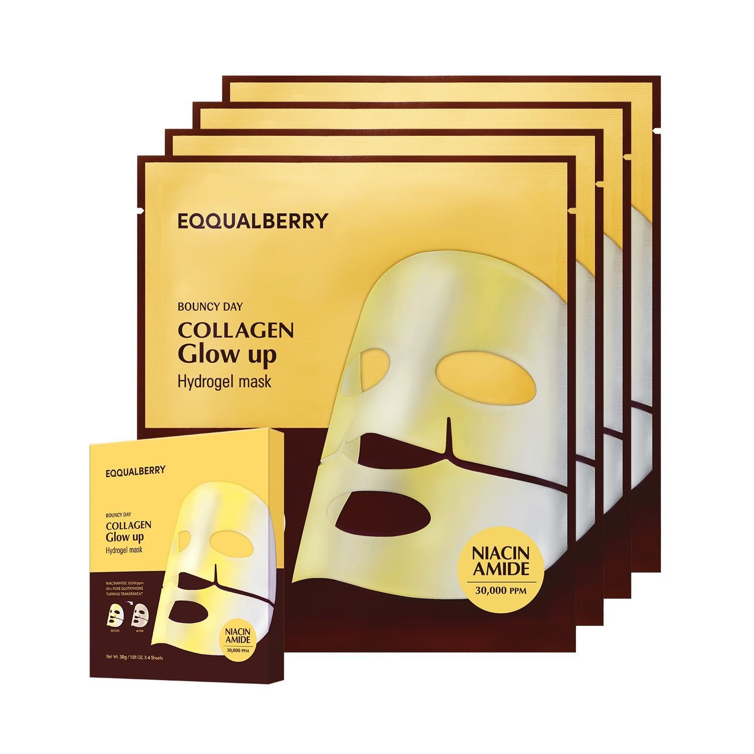 EQQUALBERRY COLLAGEN GLOW UP HYDROGEL MASK 4EA
