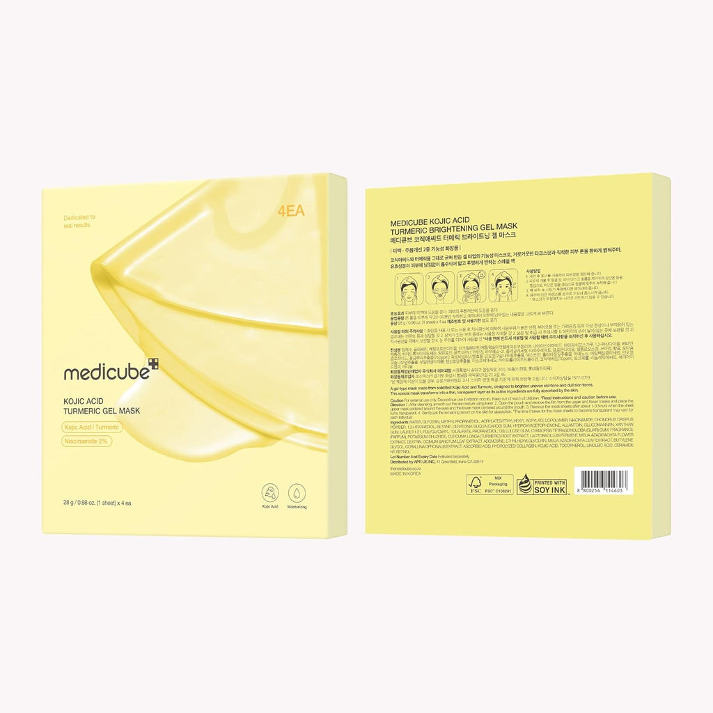 MEDICUBE KOJIC ACID TURMERIC BRIGHTENING GEL MASK (4PCS)