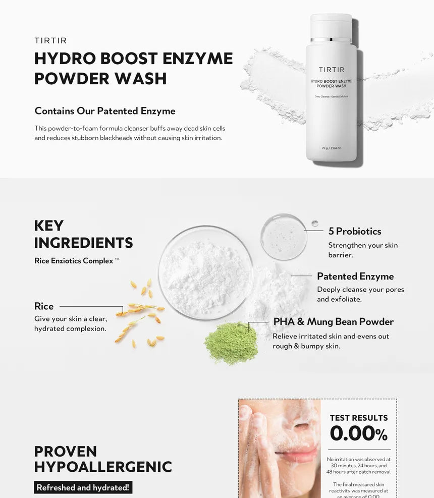 TIRTIR HYDRO BOOST ENZYME POWDER WASH 75g