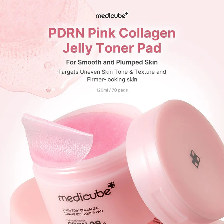 MEDICUBE PDRN PINK COLLAGEN TONING GEL TONER PAD 70ea